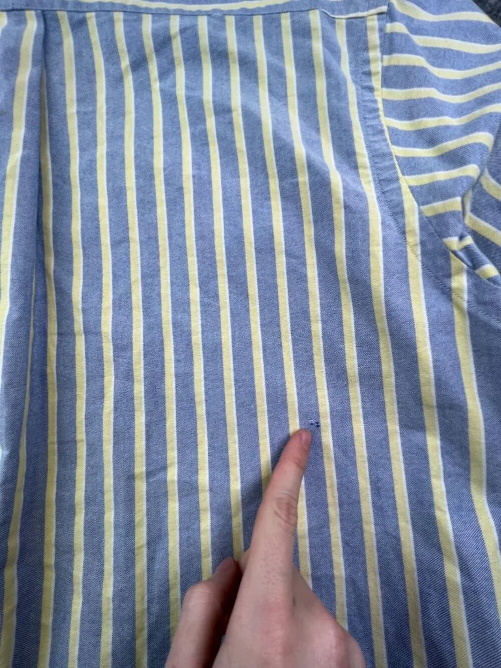 Ralph Lauren Classic Fit Button Down Shirt Striped Yellow Blue White 17.5 32/33